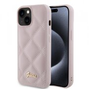 Husa pentru Apple iPhone 15, Guess, Quilted Metal Logo, Roz
