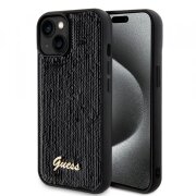 Husa pentru Apple iPhone 15, Guess, Sequin Script Metal, Neagra