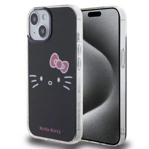 Husa pentru Apple iPhone 15, Hello Kitty, IML Kitty Face, Neagra