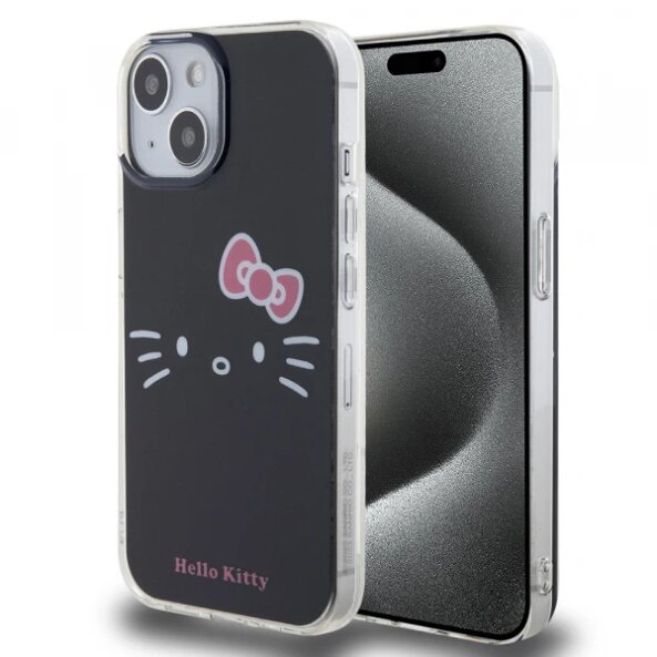 Husa pentru Apple iPhone 15, Hello Kitty, IML Kitty Face, Neagra