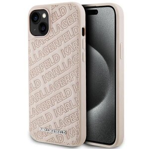 Husa pentru Apple iPhone 15, Karl Lagerfeld, Diagonal Quilted K Pattern, Roz