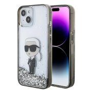 Husa pentru Apple iPhone 15, Karl Lagerfeld, Liquid Glitter Ikonik Karl, Transparenta