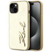 Husa pentru Apple iPhone 15, Karl Lagerfeld, Metal Signature, Aurie