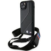 Husa pentru Apple iPhone 15 Plus, BMW, M Edition Carbon Stripe &amp; Strap, Neagra
