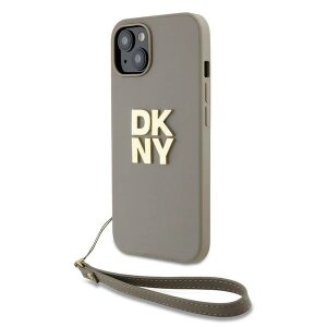 Husa pentru Apple iPhone 15 Plus, DKNY, Wrist Strap Stock Logo, Bej