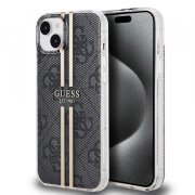 Husa pentru Apple iPhone 15 Plus, Guess, IML 4G Gold Stripe, Neagra
