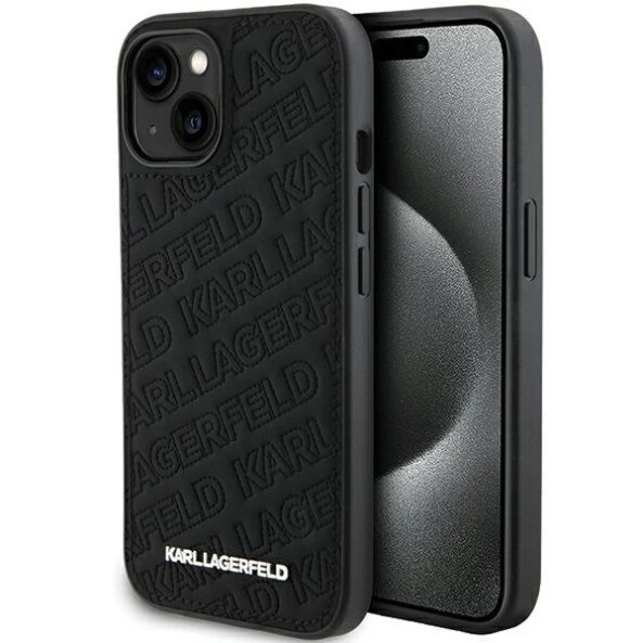 Husa pentru Apple iPhone 15 Plus, Karl Lagerfeld, Diagonal Quilted K Pattern, Neagra