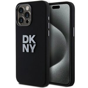 Husa pentru Apple iPhone 15 Pro, DKNY, Liquid Silicone Metal Logo, Neagra