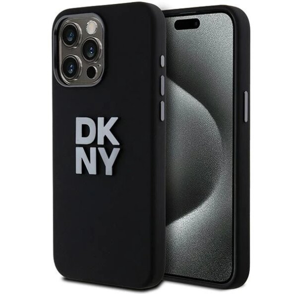 Husa pentru Apple iPhone 15 Pro, DKNY, Liquid Silicone Metal Logo, Neagra