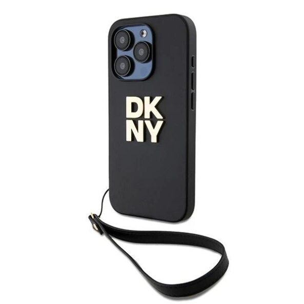 Husa pentru Apple iPhone 15 Pro, DKNY, Wrist Strap Stock Logo, Neagra