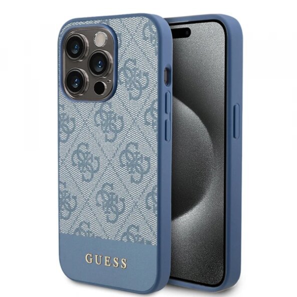Husa pentru Apple iPhone 15 Pro, Guess, 4G Stripe, Albastra