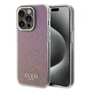 Husa pentru Apple iPhone 15 Pro, Guess, IML Faceted Mirror Disco Iridescent, Roz
