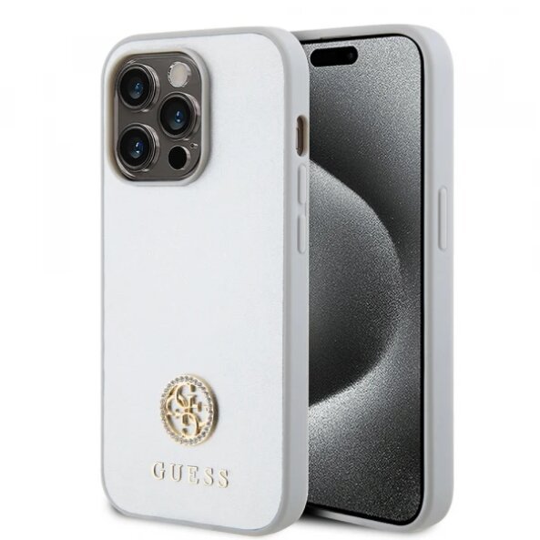 Husa pentru Apple iPhone 15 Pro, Guess, Strass Metal Logo, Argintie
