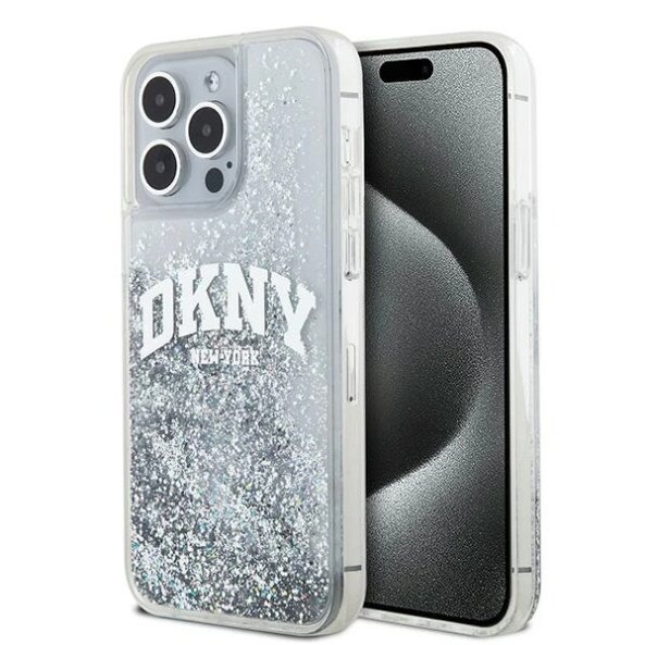 Husa pentru Apple iPhone 15 Pro Max, DKNY, Liquid Glitter Big Logo, Alba