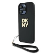 Husa pentru Apple iPhone 15 Pro Max, DKNY, Wrist Strap Stock Logo, Neagra