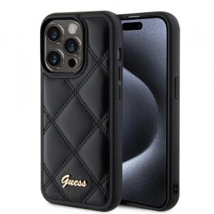 Husa pentru Apple iPhone 15 Pro Max, Guess, Quilted Metal Logo, Neagra