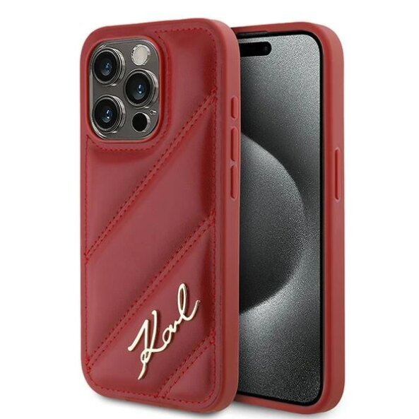 Husa pentru Apple iPhone 15 Pro Max, Karl Lagerfeld, Diagonal Quilted Script, Rosie