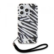 Husa pentru Apple iPhone 15 Pro Max, Karl Lagerfeld, IML Luxury Zebra Pattern with Strap, Neagra