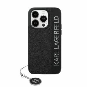 Husa pentru Apple iPhone 15 Pro Max, Karl Lagerfeld, Saffiano Rhinestones &amp; Charm, Neagra