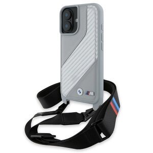 Husa pentru Apple iPhone 16, BMW, M Edition Carbon Stripe &amp; Strap, Bleu