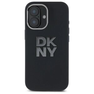 Husa pentru Apple iPhone 16, DKNY, Liquid Silicone Metal Logo, Neagra