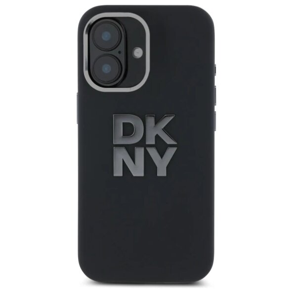 Husa pentru Apple iPhone 16, DKNY, Liquid Silicone Metal Logo, Neagra