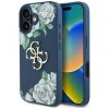 Husa pentru Apple iPhone 16, Guess, 4G Grained Roses Big Logo, Albastra