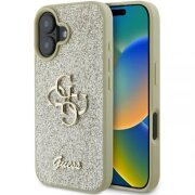 Husa pentru Apple iPhone 16, Guess, Fixed Glitter Big 4G, Aurie