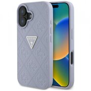 Husa pentru Apple iPhone 16, Guess, Hot Stamp 4G Pattern Triangle Logo, Mov Deschis
