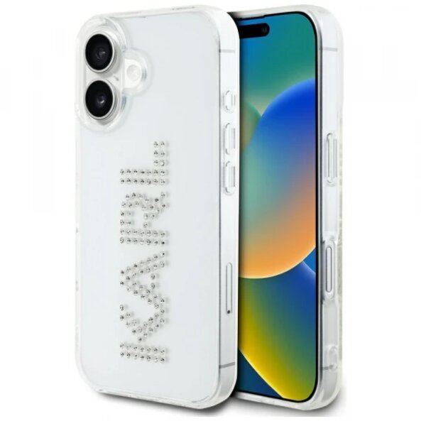 Husa pentru Apple iPhone 16, Karl Lagerfeld, IML Rhinestones Transparent Logo, Transparenta