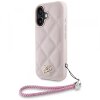 Husa pentru Apple iPhone 16, Karl Lagerfeld, Quilted Initial Logo &amp; Chain Strap, Roz