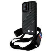 Husa pentru Apple iPhone 16 Plus, BMW, M Edition Carbon Stripe &amp; Strap, Neagra