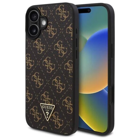 Husa pentru Apple iPhone 16 Plus, Guess, 4G Triangle Logo, Neagra