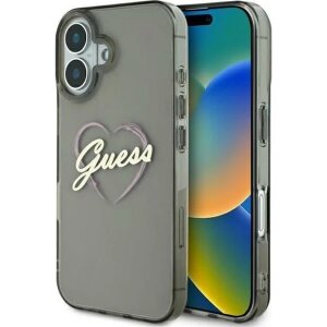 Husa pentru Apple iPhone 16 Plus, Guess, IML Heart, Neagra