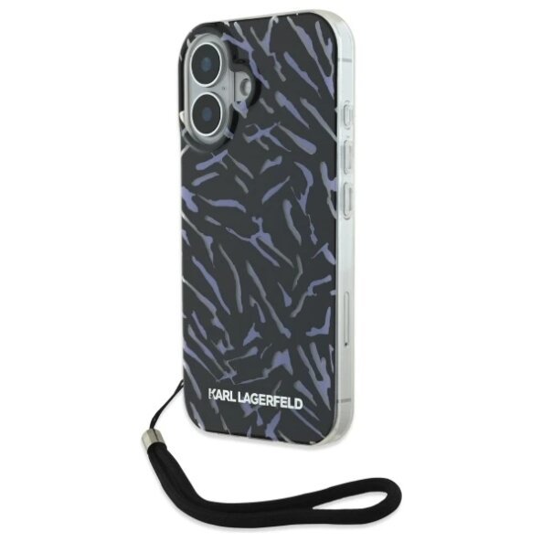 Husa pentru Apple iPhone 16 Plus, Karl Lagerfeld, Zebra with Cord Strap, Mov