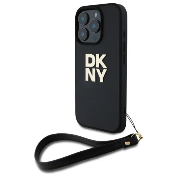 Husa pentru Apple iPhone 16 Pro, DKNY, Wrist Strap Stock Logo, Neagra
