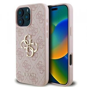 Husa pentru Apple iPhone 16 Pro, Guess, 4G Big Logo, Roz