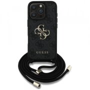Husa pentru Apple iPhone 16 Pro, Guess, 4G CBDY Big Logo with Cord Strap, Neagra