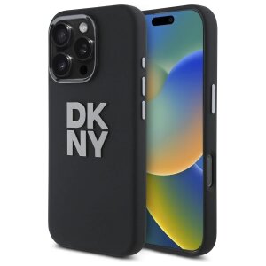 Husa pentru Apple iPhone 16 Pro Max, DKNY, Liquid Silicone Metal Logo, Neagra