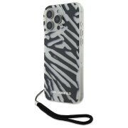 Husa pentru Apple iPhone 16 Pro Max, Karl Lagerfeld, IML Luxury Zebra Pattern with Strap, Neagra