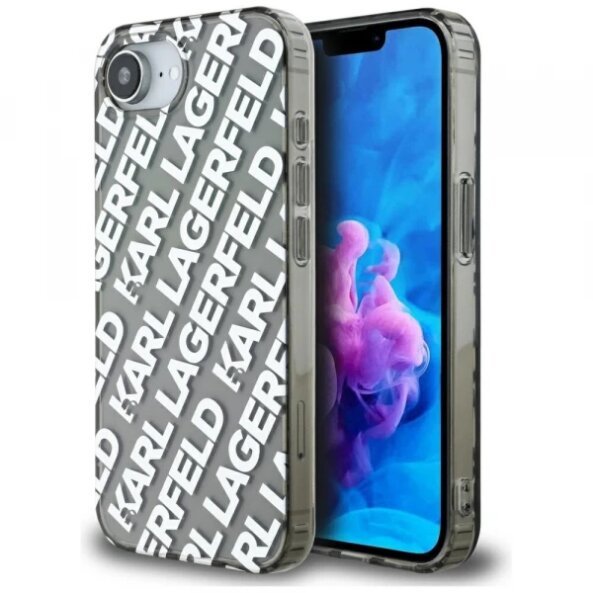 Husa pentru Apple iPhone 16e, Karl Lagerfeld, IML Luxury Silver Fullover Logo, Argintie