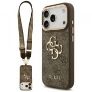 Husa pentru Apple iPhone 17 Pro, Guess, Big 4G Classic Logo with Big Strap, Maro
