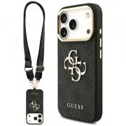 Husa pentru Apple iPhone 17 Pro, Guess, Big 4G Classic Logo with Big Strap, Neagra