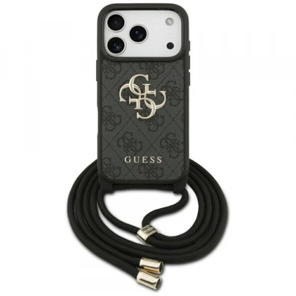 Husa pentru Apple iPhone 17 Pro, Guess, Crossbody Cord 4G Big Log, Neagra