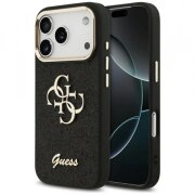 Husa pentru Apple iPhone 17 Pro, Guess, Fixed Glitter Big 4G Metal Frame, Neagra
