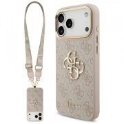 Husa pentru Apple iPhone 17 Pro Max, Guess, Big 4G Classic Logo with Big Strap, Roz