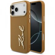 Husa pentru Apple iPhone 17 Pro Max, Karl Lagerfeld, Script Logo, Maro