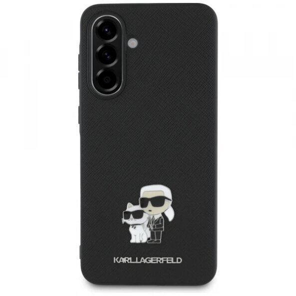 Husa pentru Samsung Galaxy A56 A566, Karl Lagerfeld, Saffiano Karl &amp; Choupette Metal, Neagra