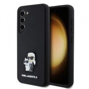 Husa pentru Samsung Galaxy S23 S911, Karl Lagerfeld, Silicone Karl &amp; Choupette Metal, Neagra