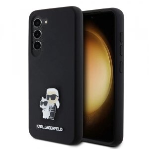 Husa pentru Samsung Galaxy S23 S911, Karl Lagerfeld, Silicone Karl &amp; Choupette Metal, Neagra